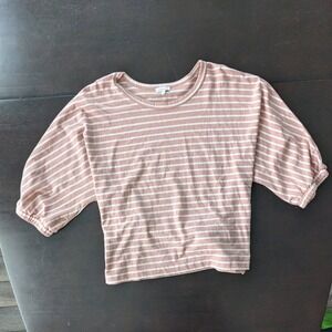 Ella Moss Striped Dolman Sleeve Top Blush White Tie Back Casual Womens XL